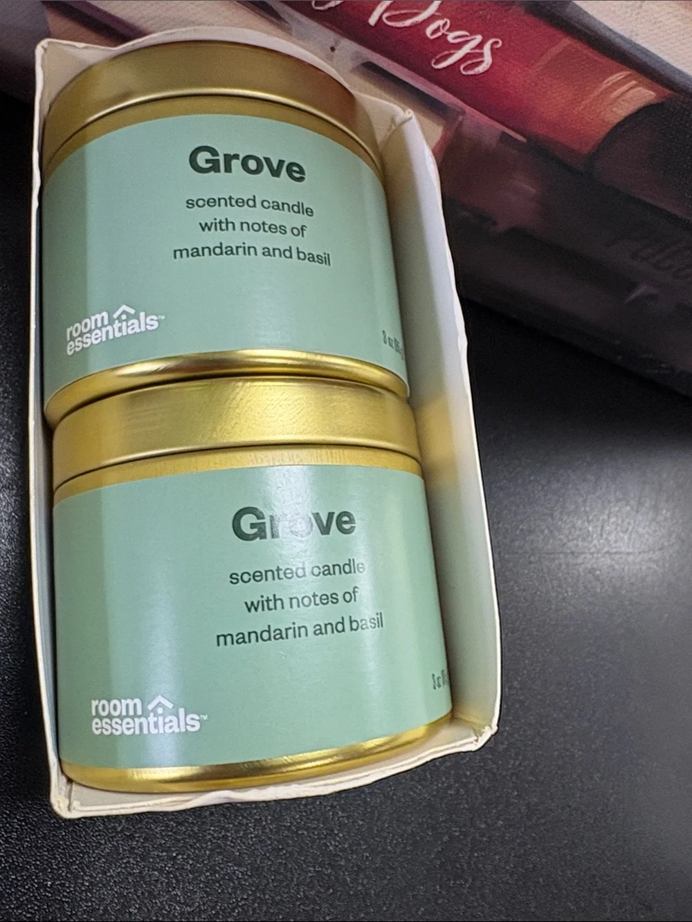 New 2pc *3oz Tin Gift Set Grove - Room Essential Soy Wax Blend Candle